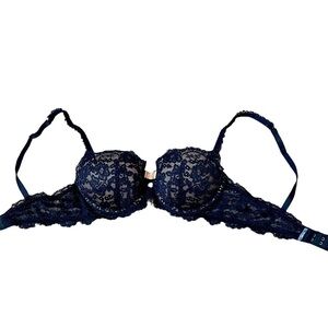 Aerie bra 34 B black & nude lace overlay padded under wire push up underwire